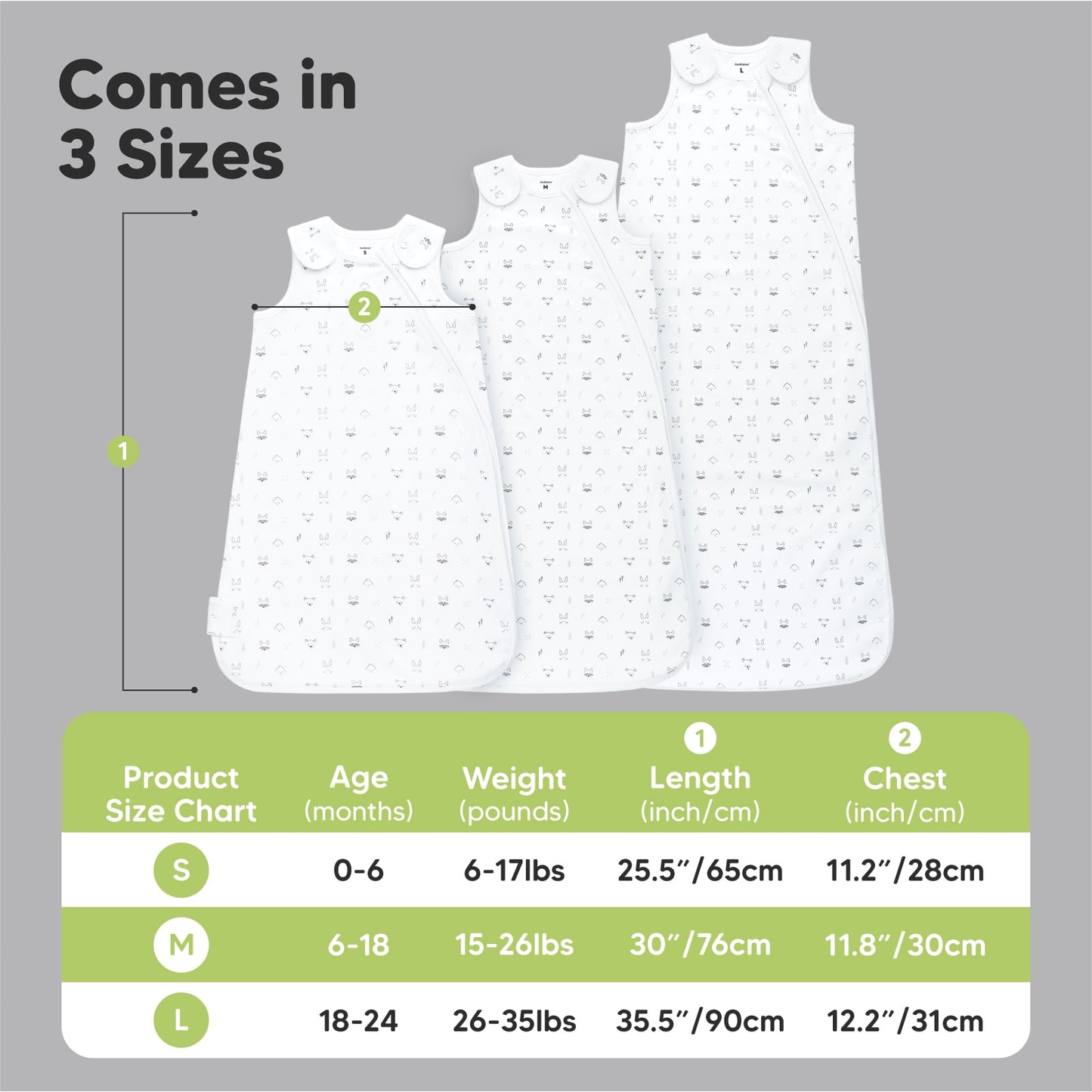 Comes in 3 Sizes:
Small (0–6 months) – 6–17 lbs, 25.5" / 65cm length
Medium (6–18 months) – 15–26 lbs, 30" / 76cm length
Large (18–24 months) – 26–35 lbs, 35.5" / 90cm length 24604039577786