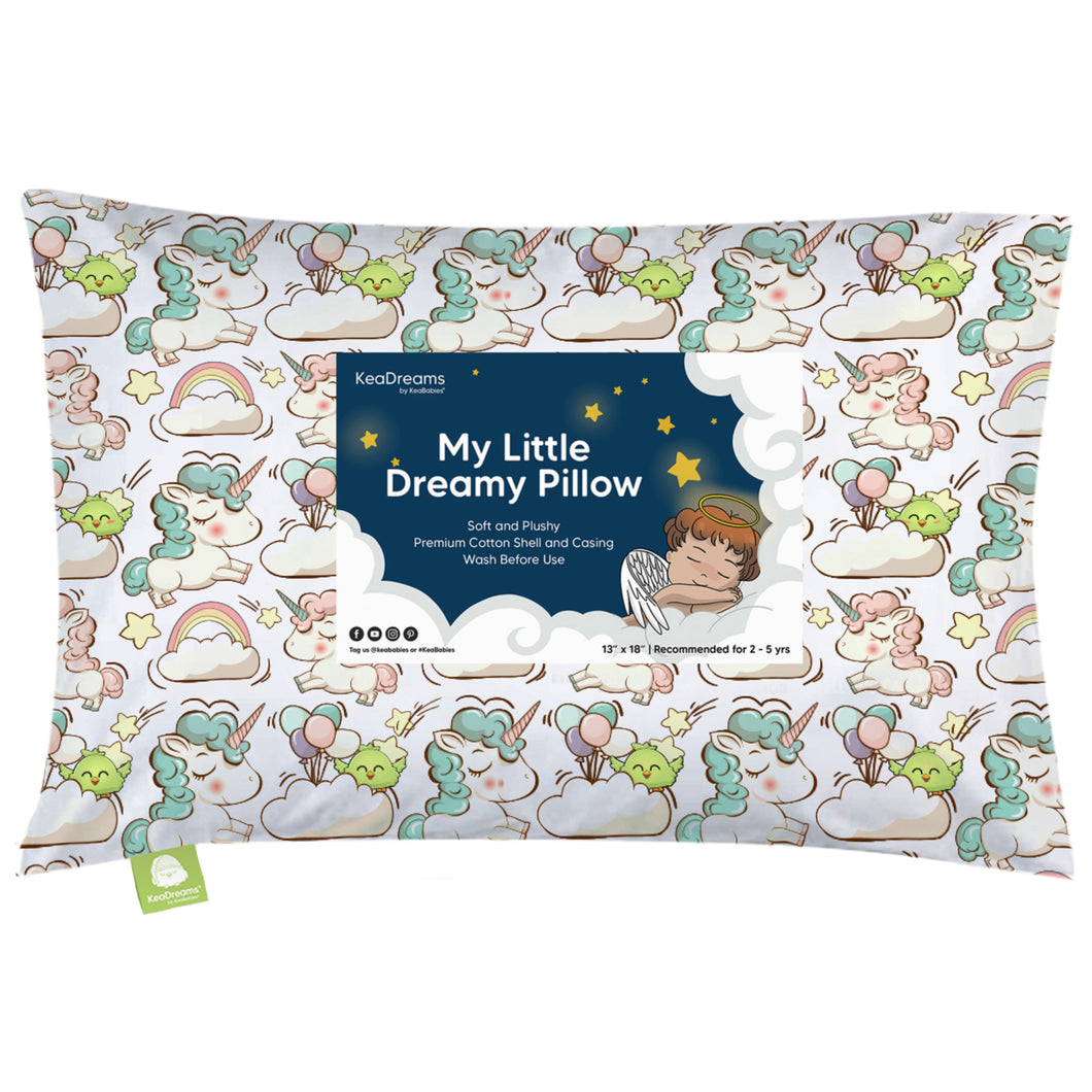 Toddler Pillow with Pillowcase (Unicorn Dreams)