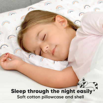 Soft cotton pillowcase and plush fiber filling help toddlers sleep through the night comfortably.
 24648160051386