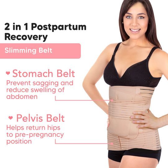 Active 2-in-1 Postpartum Recovery Support Belt (Classic Ivory, One Size)